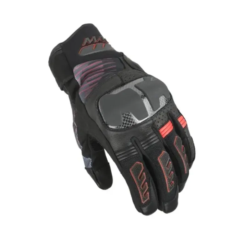 Guanti In Pelle e Tessuto Macna Rime 2.0 Nero Rosso