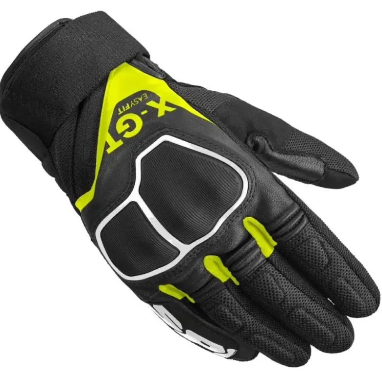 Guanti In Pelle E Tessuto Spidi X-Gt Nero Giallo Fluo