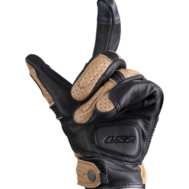 Guanti in Pelle Ls2 Duster Tabacco Nero