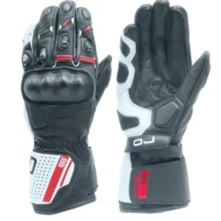 Guanti in Pelle OJ Sleek Nero Bianco Rosso