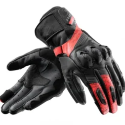 Guanti In Pelle Rebelhorn Viper Nero Grigio Rosso Fluo