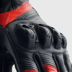 Guanti In Pelle Rebelhorn Viper Nero Grigio Rosso Fluo