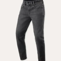 Jeans Uomo Revit Detroit 3 Tapered Nero Scuro Stone Allungato L36