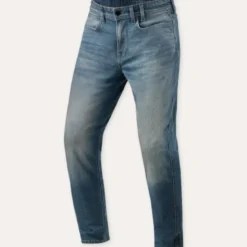Jeans Uomo Revit Keegan Tapered Blu Medio Vintage Extra Accorciato L30