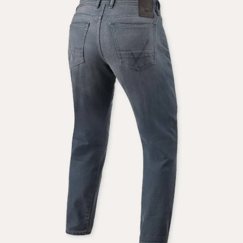 Jeans Uomo Revit Keegan Tapered Grigio Medio Slavato Accorciato L32