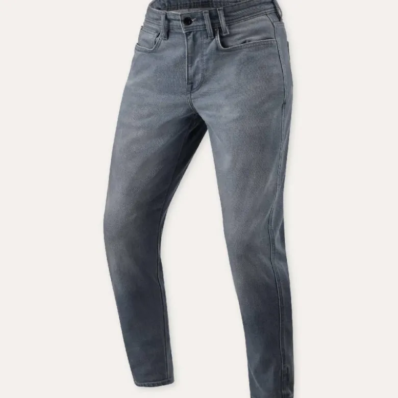 Jeans Uomo Revit Keegan Tapered Grigio Medio Slavato Accorciato L32