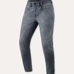Jeans Uomo Revit Keegan Tapered Grigio Medio Slavato Extra Accorciato L30