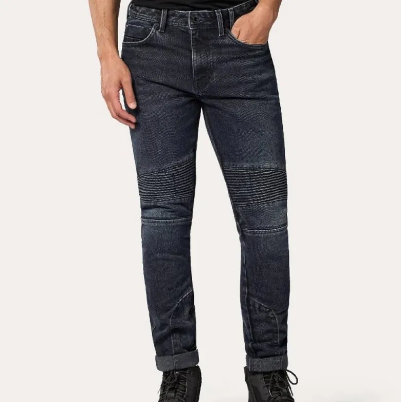 Jeans Uomo Revit Moto 2 Tf Blu Scuro Nero Effetto Usato L32 Accorciato