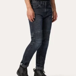 Jeans Uomo Revit Moto 2 Tf Blu Scuro Nero Effetto Usato L34 Standard