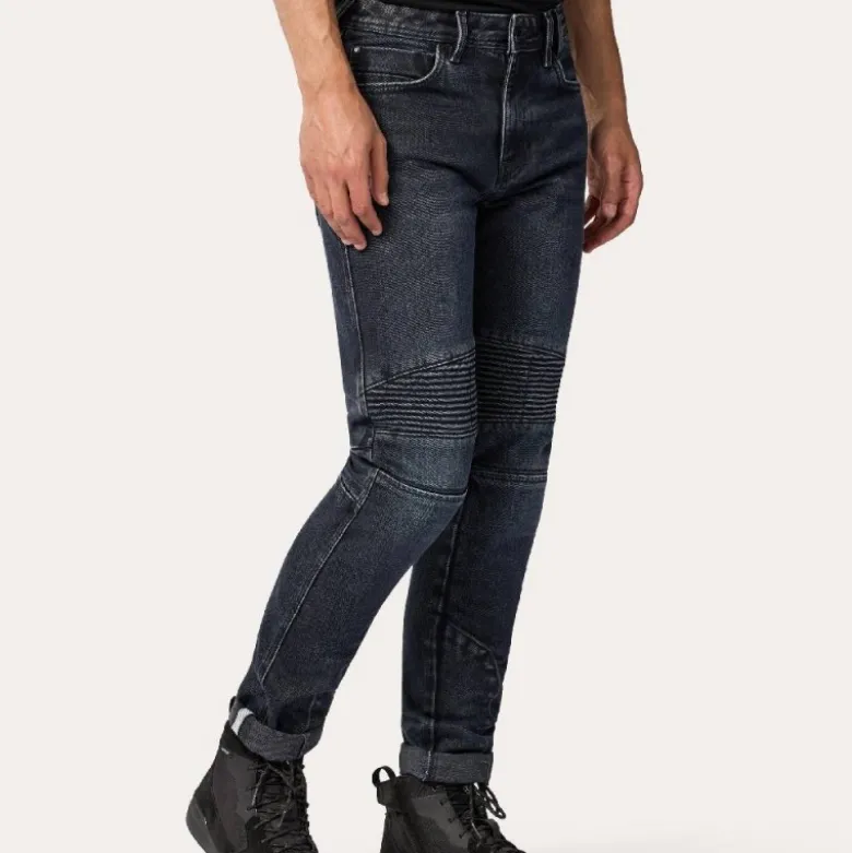 Jeans Uomo Revit Moto 2 Tf Blu Scuro Nero Effetto Usato L34 Standard