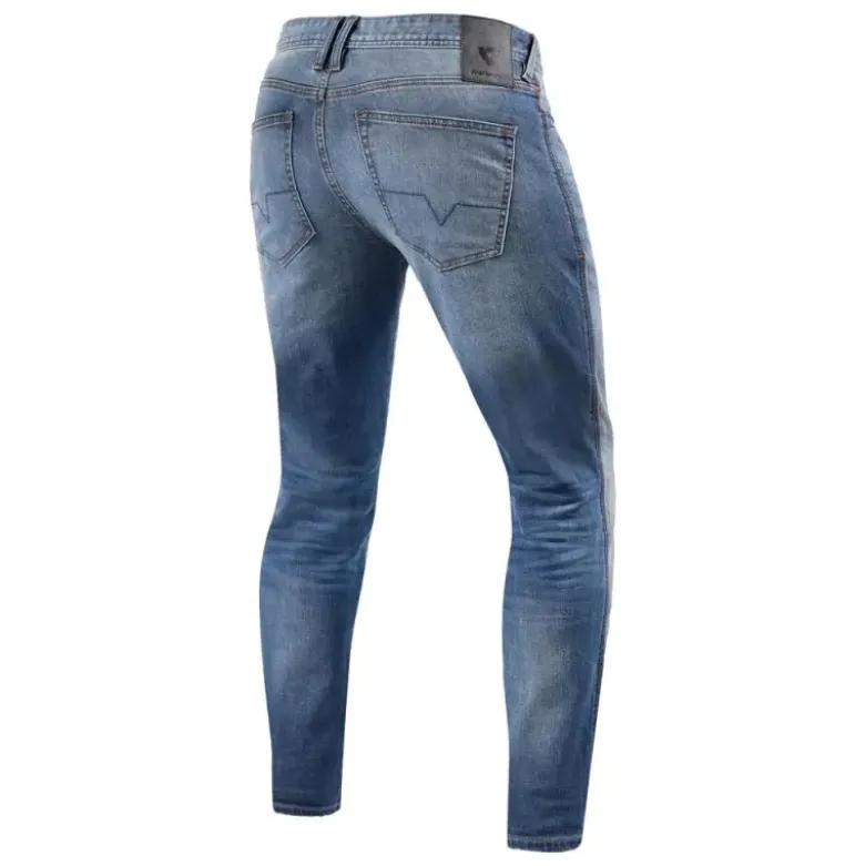 Jeans Uomo Revit Piston 2 Sk Blu Medio Slavato L32 Accorciato