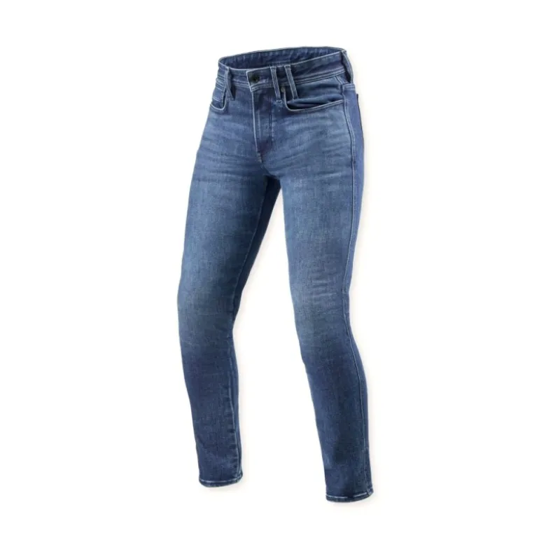 Jeans Uomo Revit Piston 3 Skinny Blu Medio Used L30 Extra Accorciato