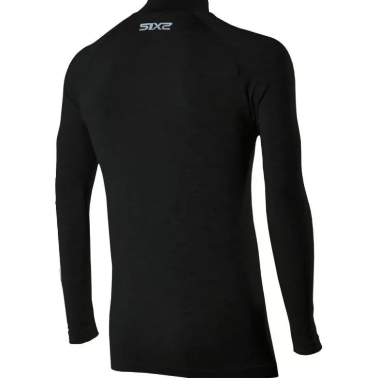Maglia Tecnica Termica Lupetto Con Zip Sixs TS13-MERINOS Wool Black