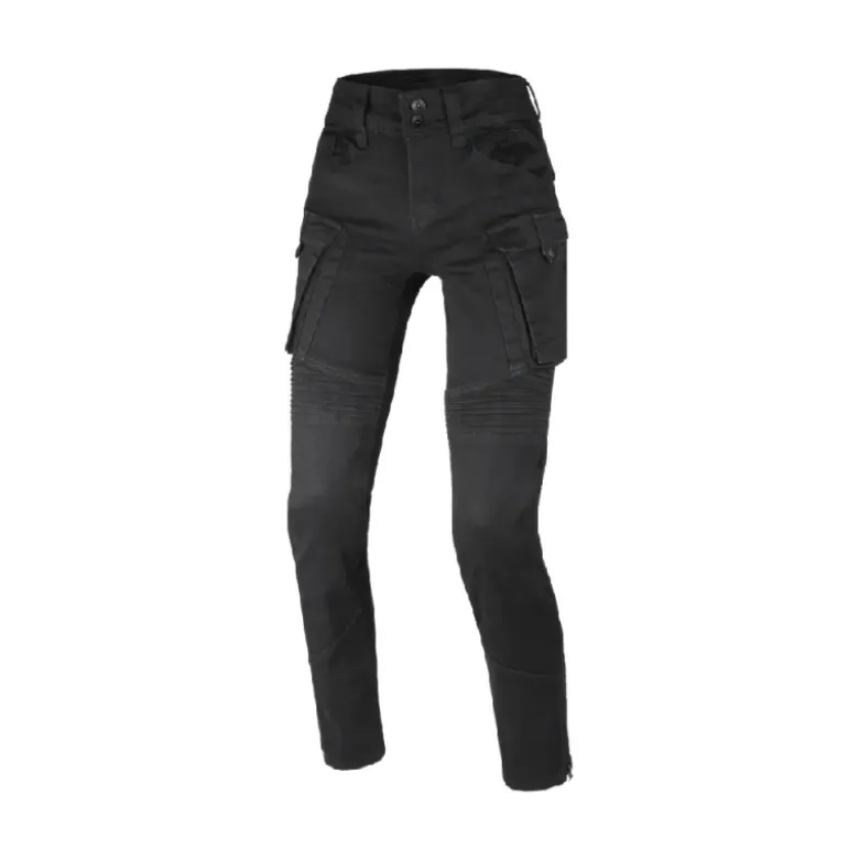 Pantaloni Donna In Tessuto e Jeans Macna Duplan Easy Fit Nero Accorciato