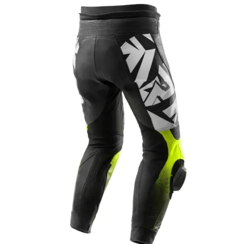 Pantaloni In Pelle Rebelhorn Inferno Nero Giallo Fluo