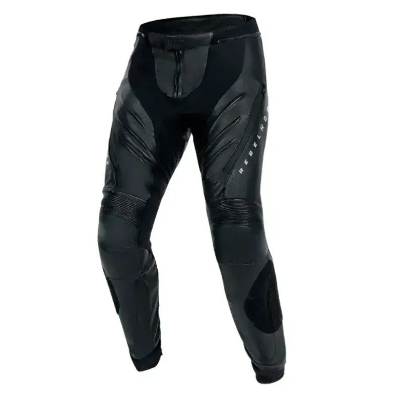 Pantaloni In Pelle Rebelhorn Veloce Nero Bianco