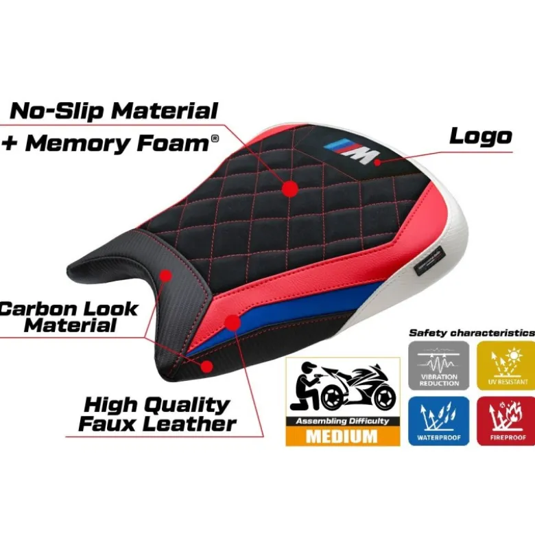 Rivestimento sella compatibile - BMW M 1000 RR 2023-2025 - mod Melk Velvet Comfort System