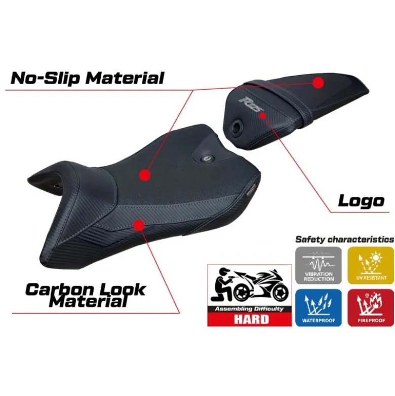 Rivestimento sella compatibile Yamaha R125 (16-18) modello Nashik Ultragrip