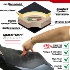 Rivestimento sella passeggero compatibile BMW M 1000 RR (22-24) modello Dresda Velvet Comfort System