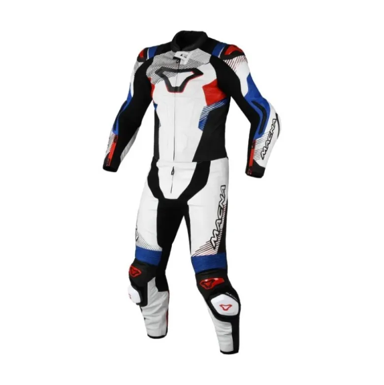 Tuta Divisa In Pelle Macna Armadyl Bianco Rosso Blu