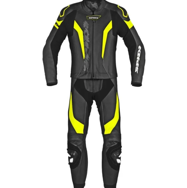 Tuta Divisa In Pelle Spidi Laser Touring Nero Giallo Fluo