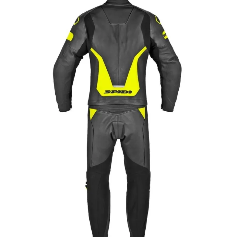 Tuta Divisa In Pelle Spidi Laser Touring Nero Giallo Fluo