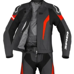 Tuta Divisa In Pelle Spidi Laser Touring Nero Rosso