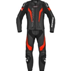Tuta Divisa In Pelle Spidi Laser Touring Nero Rosso