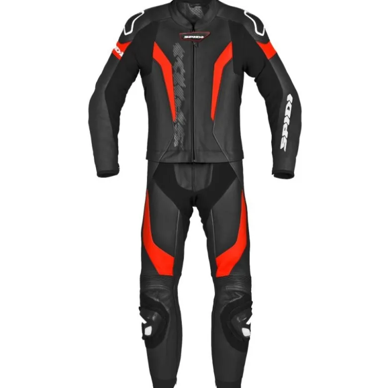 Tuta Divisa In Pelle Spidi Laser Touring Nero Rosso
