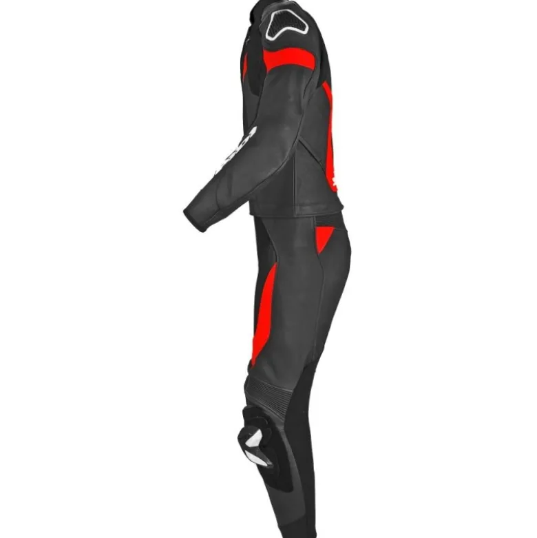 Tuta Divisa In Pelle Spidi Laser Touring Nero Rosso
