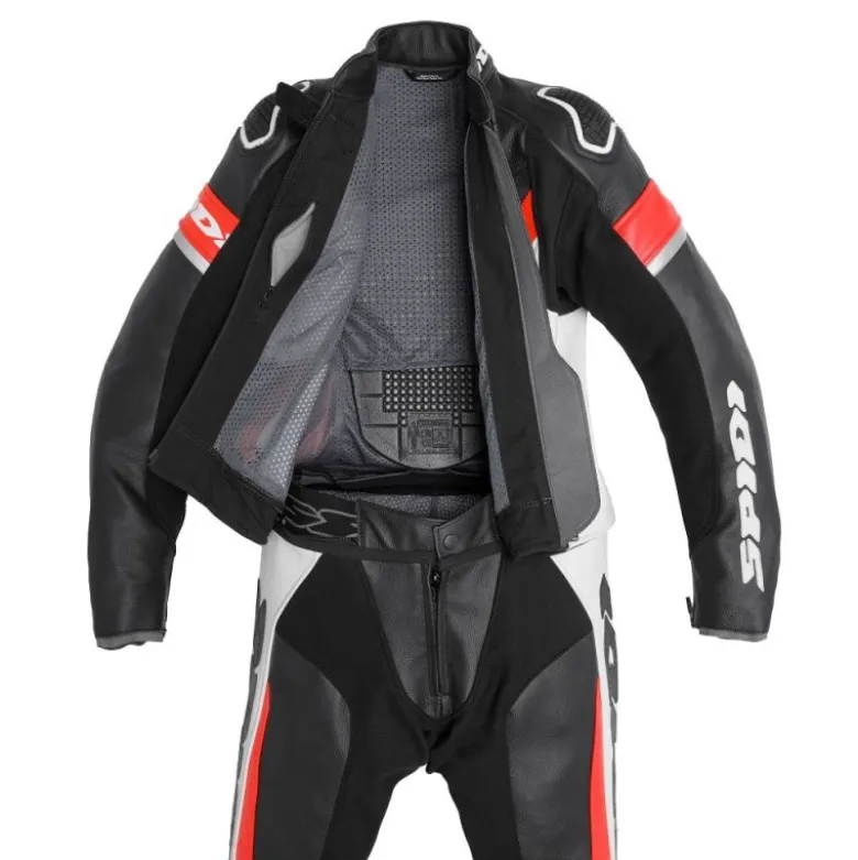 Tuta Donna Divisa In Pelle Spidi Laser Touring Lady Nero Rosso