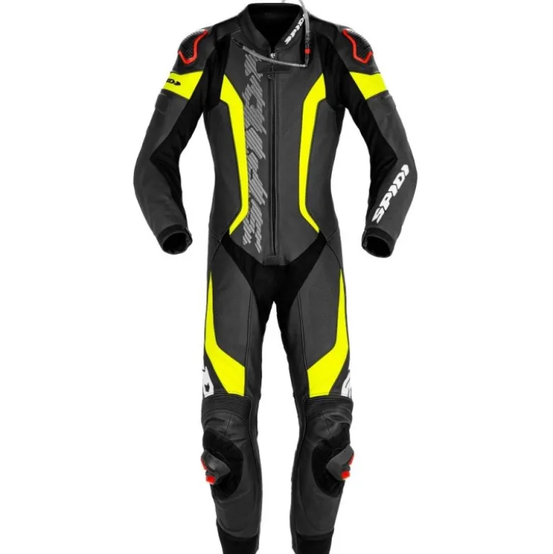 Tuta Intera In Pelle Spidi Laser Pro Perforated Nero Giallo Fluo