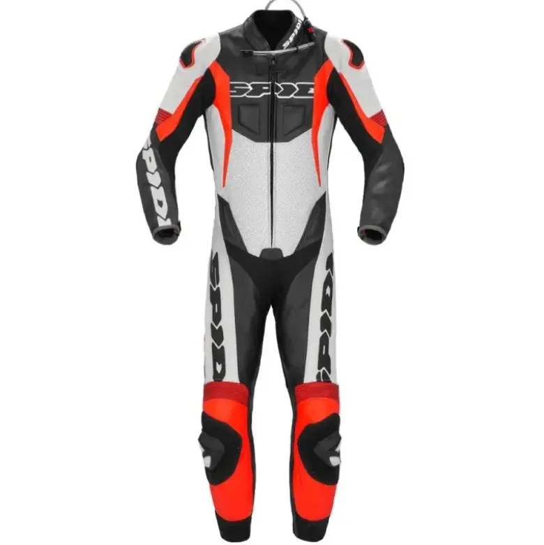 Tuta Intera In Pelle Spidi Sport Warrior Perforated Pro Nero Rosso