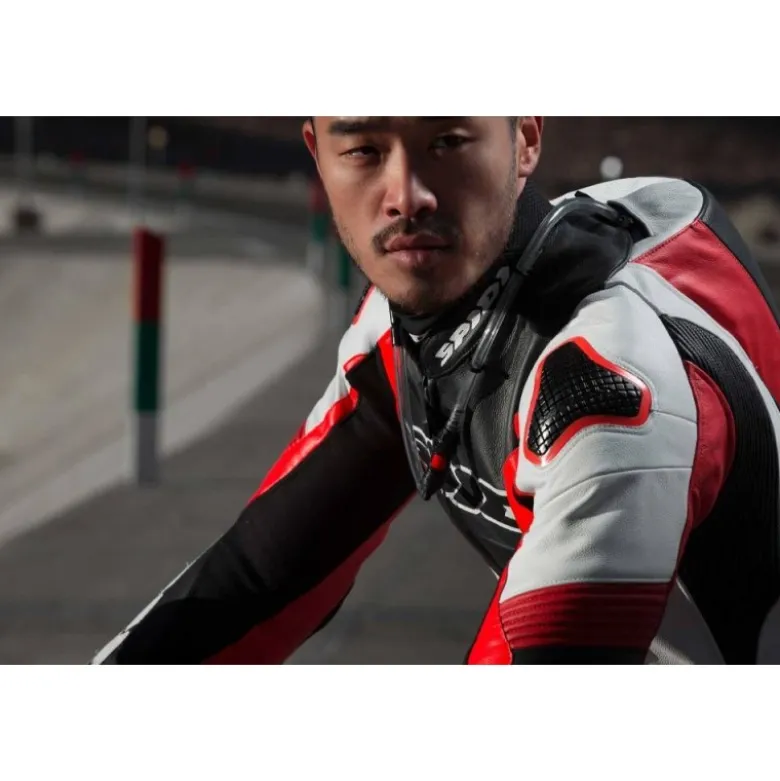 Tuta Intera In Pelle Spidi Sport Warrior Perforated Pro Nero Rosso