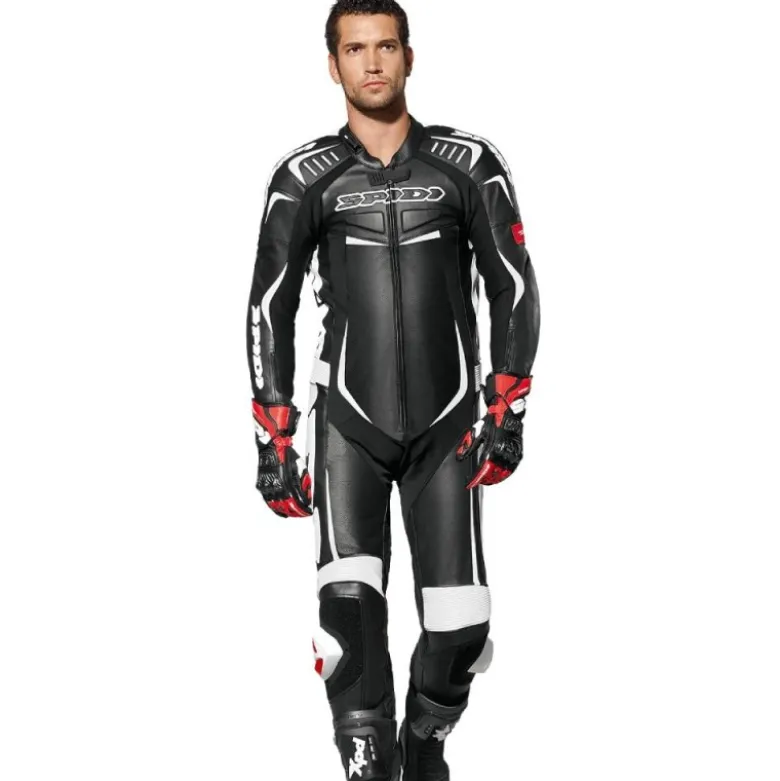 Tuta Intera In Pelle Spidi Track Wind Pro Nero Bianco