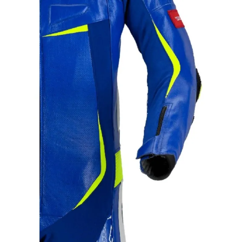 Tuta Intera In Pelle Spidi Track Wind Replica Evo Blu Giallo