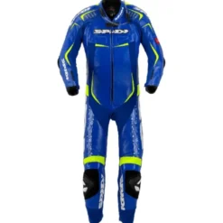 Tuta Intera In Pelle Spidi Track Wind Replica Evo Blu Giallo