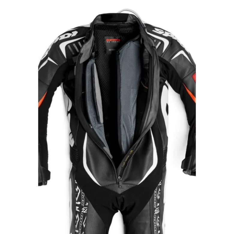 Tuta Intera In Pelle Spidi Track Wind Replica Evo Nero Bianco
